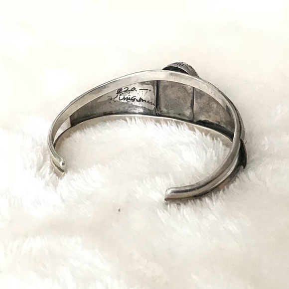 Navajo Native American Kingman Turquoise Cuff - Picture 3 of 9